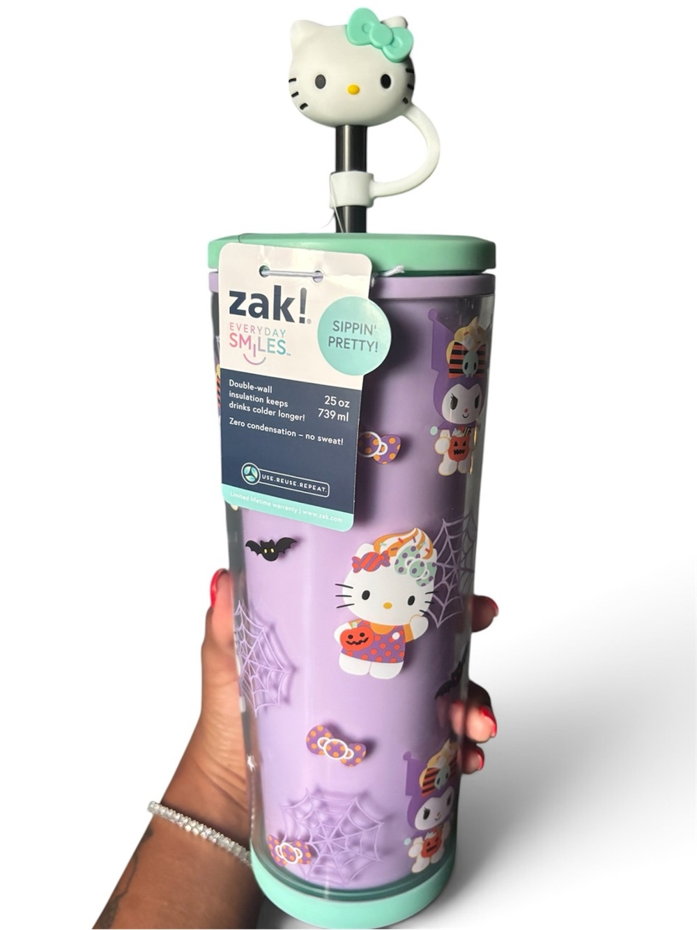 zak! Hello Kitty Lavender Insulated Kids Tumbler with Mint Lid